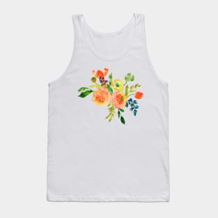 Floral Watercolor, Orange / Peach Renunculus Tank Top